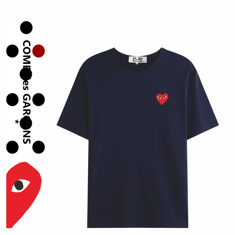 XS-3XL PLAY Algodão Unissex Camiseta Bordado Coração Clássico Casual Manga Curta Homens Mulheres Desgaste Diário (6N-Ago