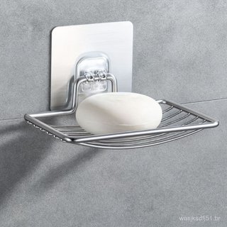 Saboneteira de Inox com Adesivo Sem Furo Fixação Forte Resistente Preta Prata