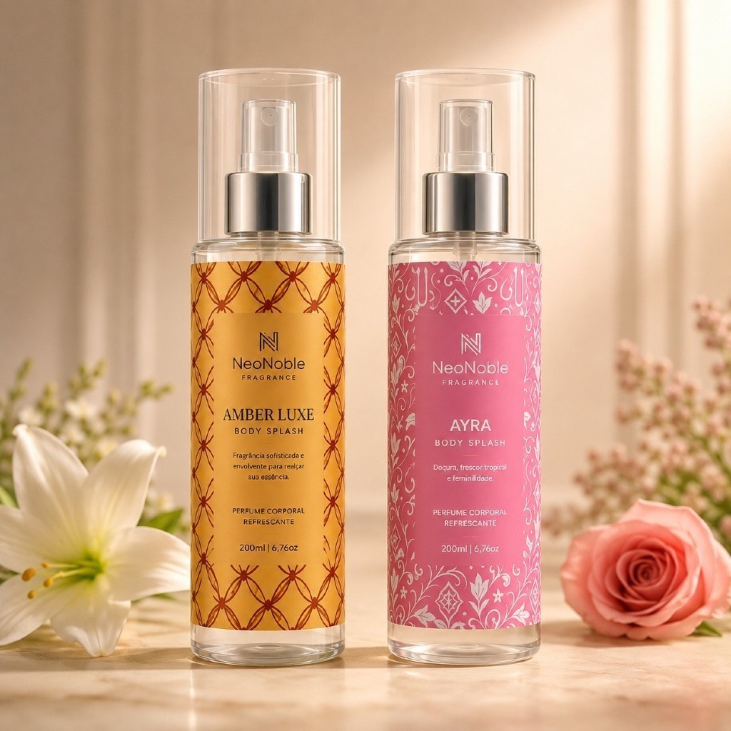 Kit 2 Body Splash Feminino Árabe Ayra e Amber Royale 200ml