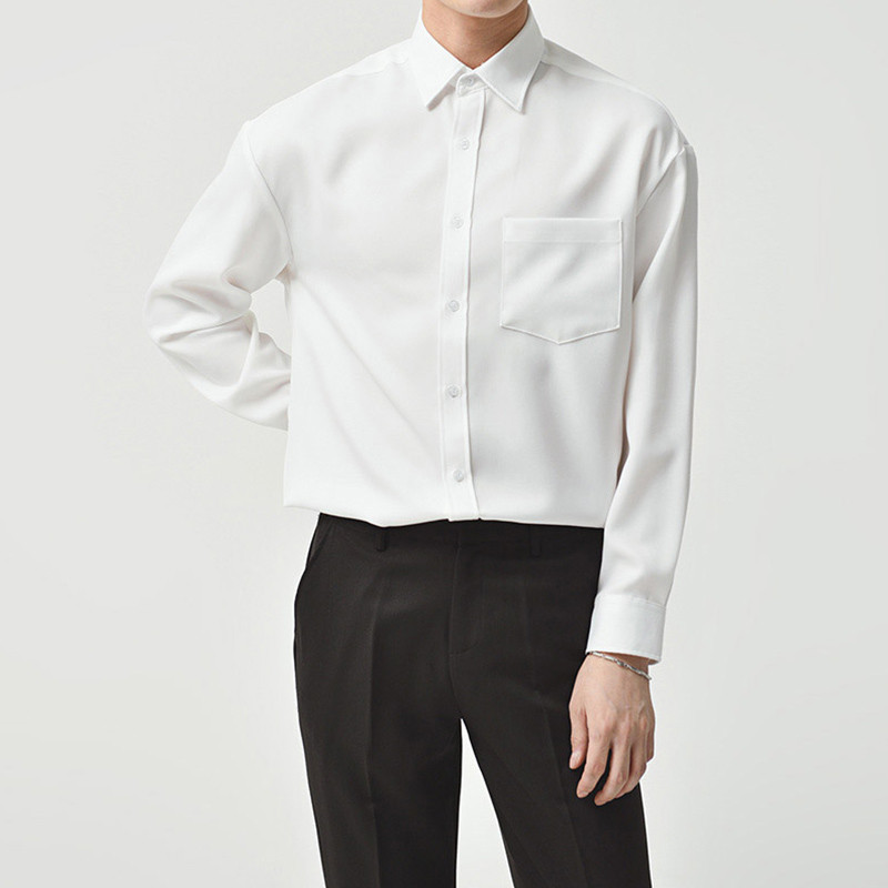 Camisa branca masculina camisa Casual amônia líquida não-ferro camisa versão coreana na moda puro algodão Drape solto ta