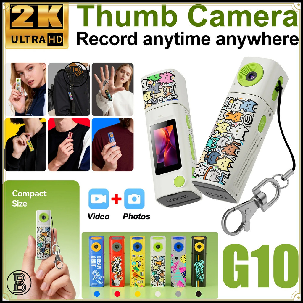 2026 Novo G10 Mini Chaveiro Câmera De Polegar HD 2K Filmadora Tela De 0.96 Polegadas Portátil Minúsculo Gravador De Víde
