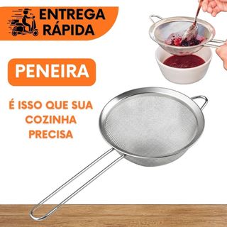KIT 1 OU 3 PENEIRA COADOR DE AÇO INOX TAMANHOS 8/10/12CM PARA CONFEITARIA PADARIA ÓLEO FARINHA