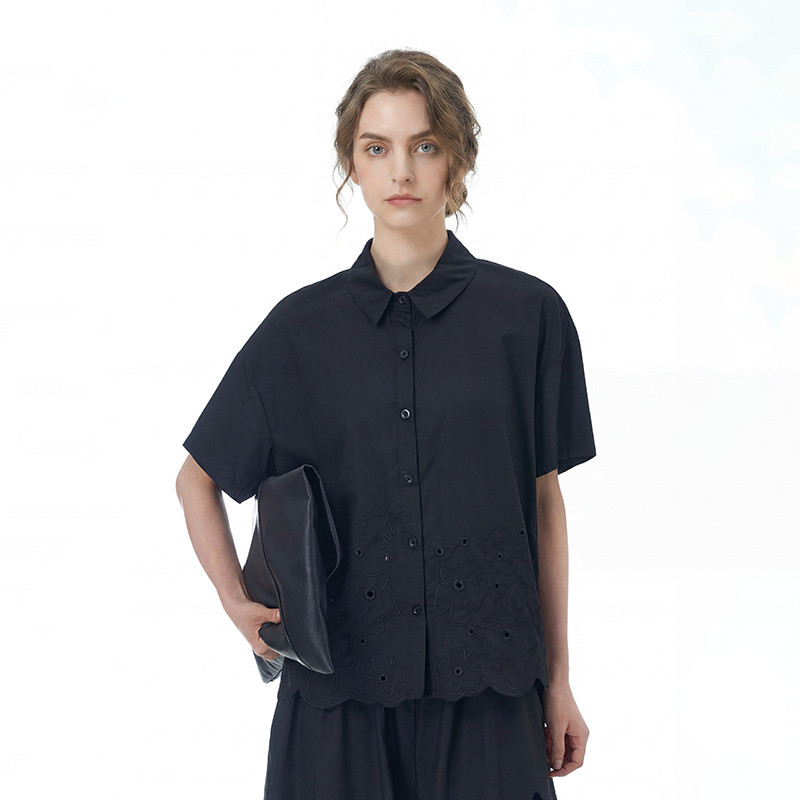 Olhos grandes [Roupas femininas estilo Yamamoto] Camisa de manga curta-2 cores verão Plus Size roupas femininas soltas m