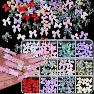 Kit Laços 3D para Unhas Nail Art Colorido Decoração Charmosa com Caixa Organizadora