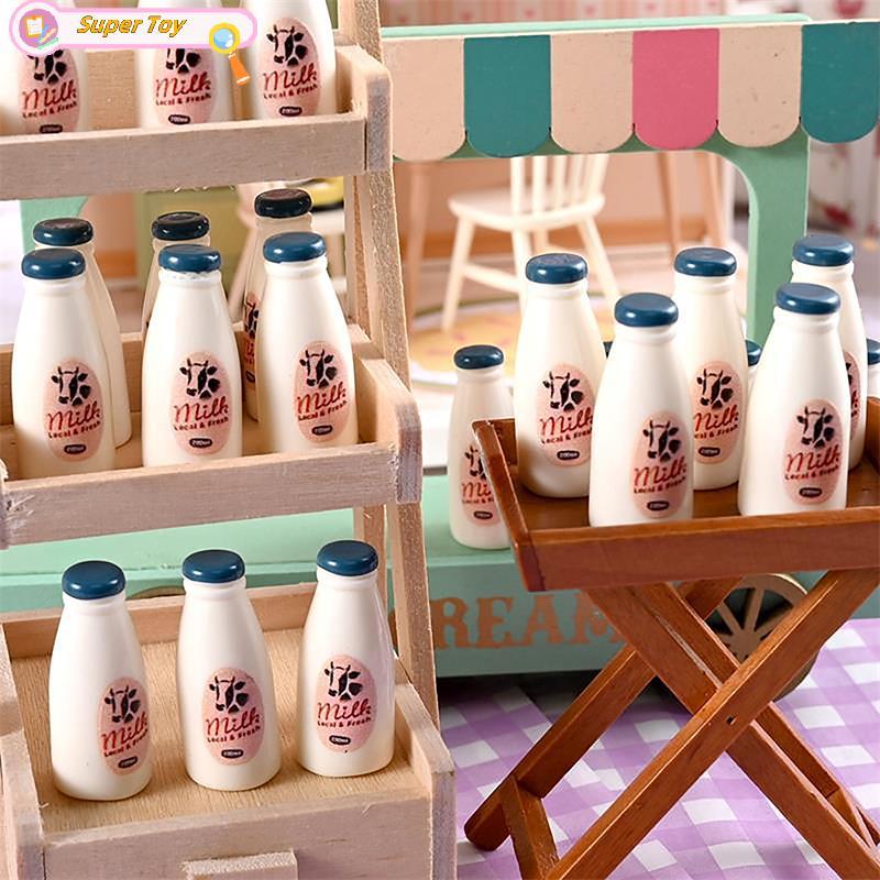 SUPERTOY 5/10 Pcs Modelo De Comida Em Miniatura Brinquedo Garrafa De Leite Bebidas Acessórios Para Casa De Bonecas Infan