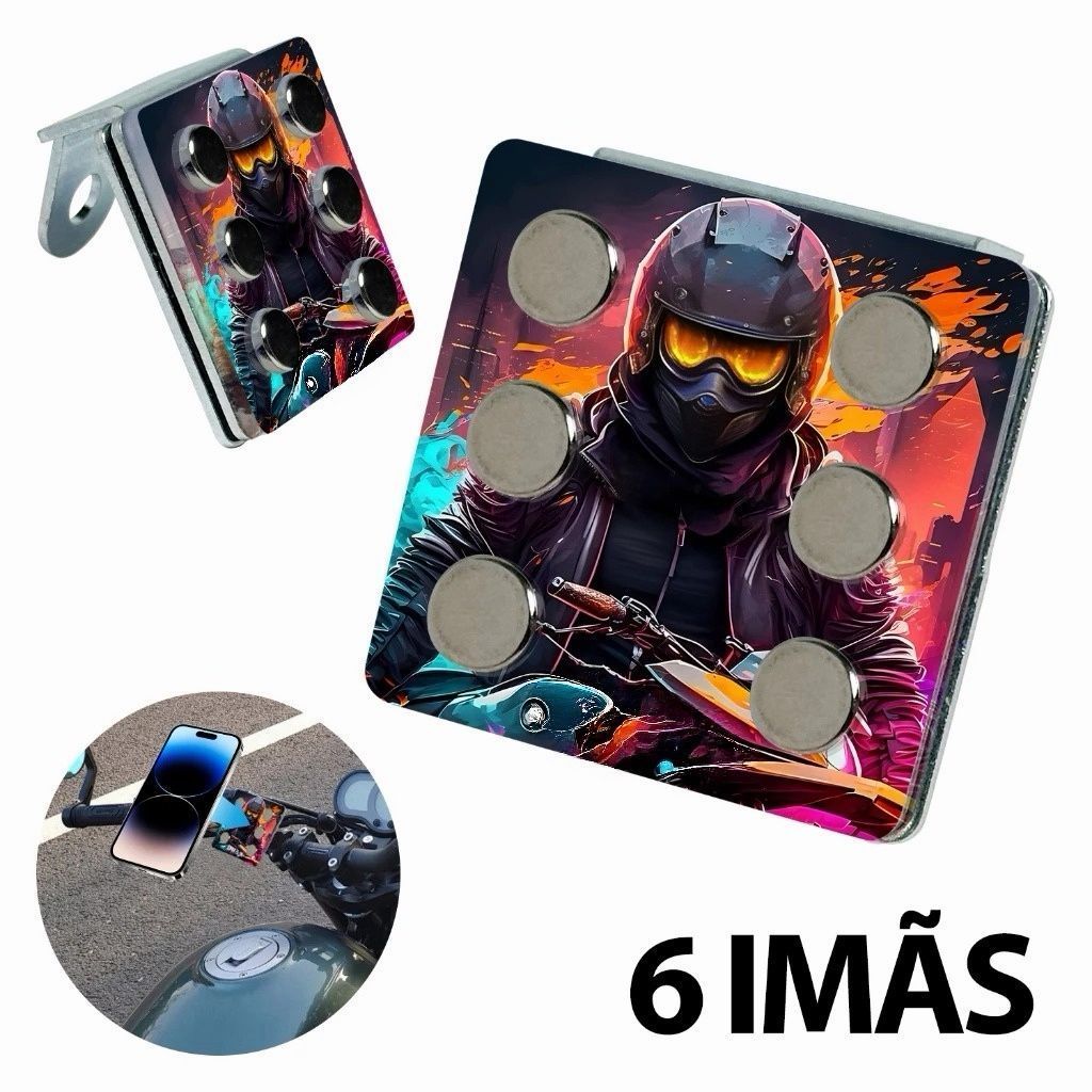 Suporte De Celular P/ Moto Fixação Magnética Imã Extra Forte