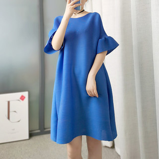 Uma pessoa uma plissada 8303 verão simplesismo Issey Miyake vestido plissado japonês Retro solto mais magro olhar compri