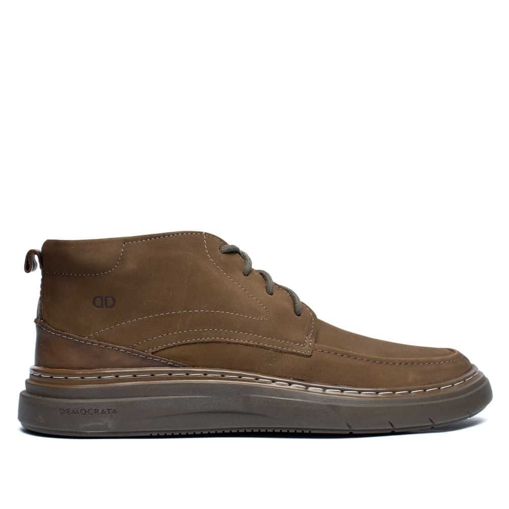 Bota Masculina Democrata Grid Cano Médio Casual Couro Marrom