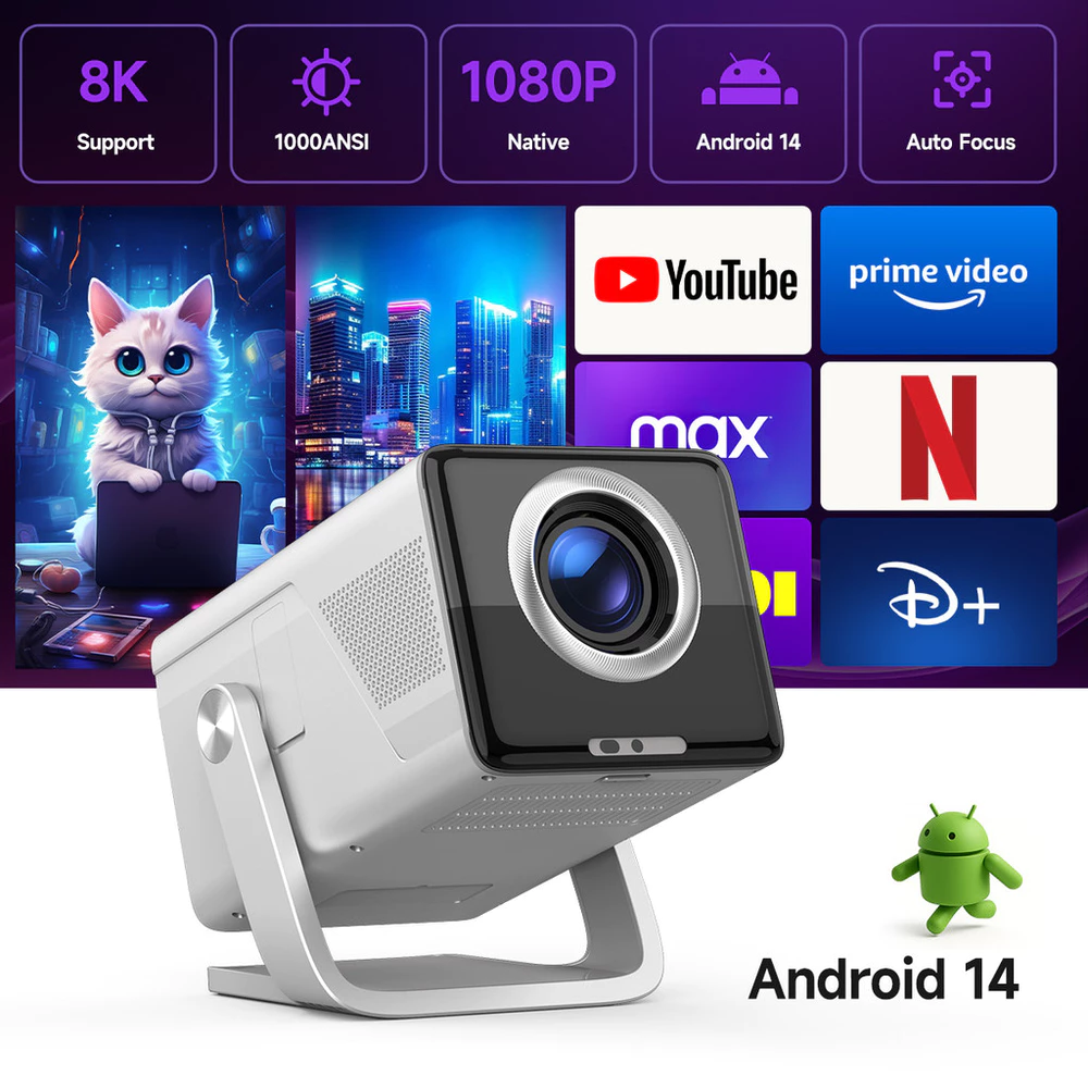 Projetor 1080P Full HD Magcubic X7 Suporta 4K WiFi6 Bluetooth Android 14 de Vídeo Home Theater Celular