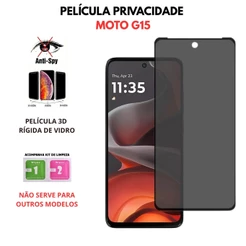 Película de Privacidade Vidro Motorola Moto G15 - Pronta Entrega