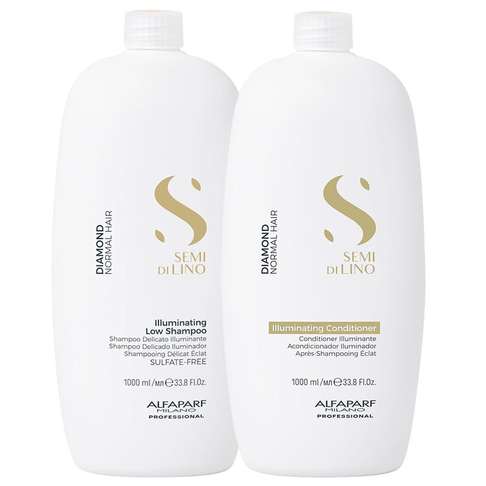 Shampoo Alfaparf Semi Di Lino Illuminating 1L + Condicionador Illuminating 1L