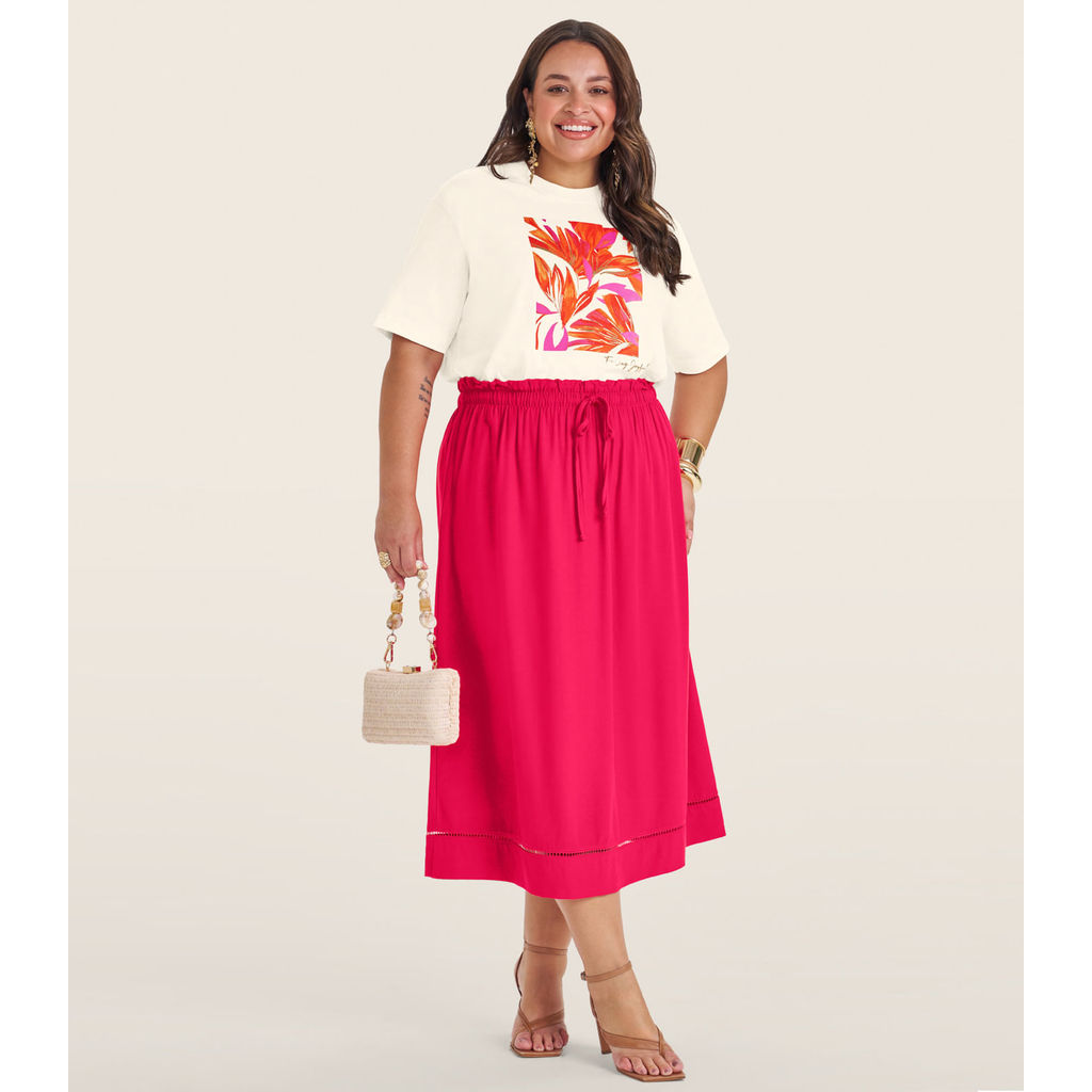 Camiseta Manga Curta Plus Size Secret Glam Bege