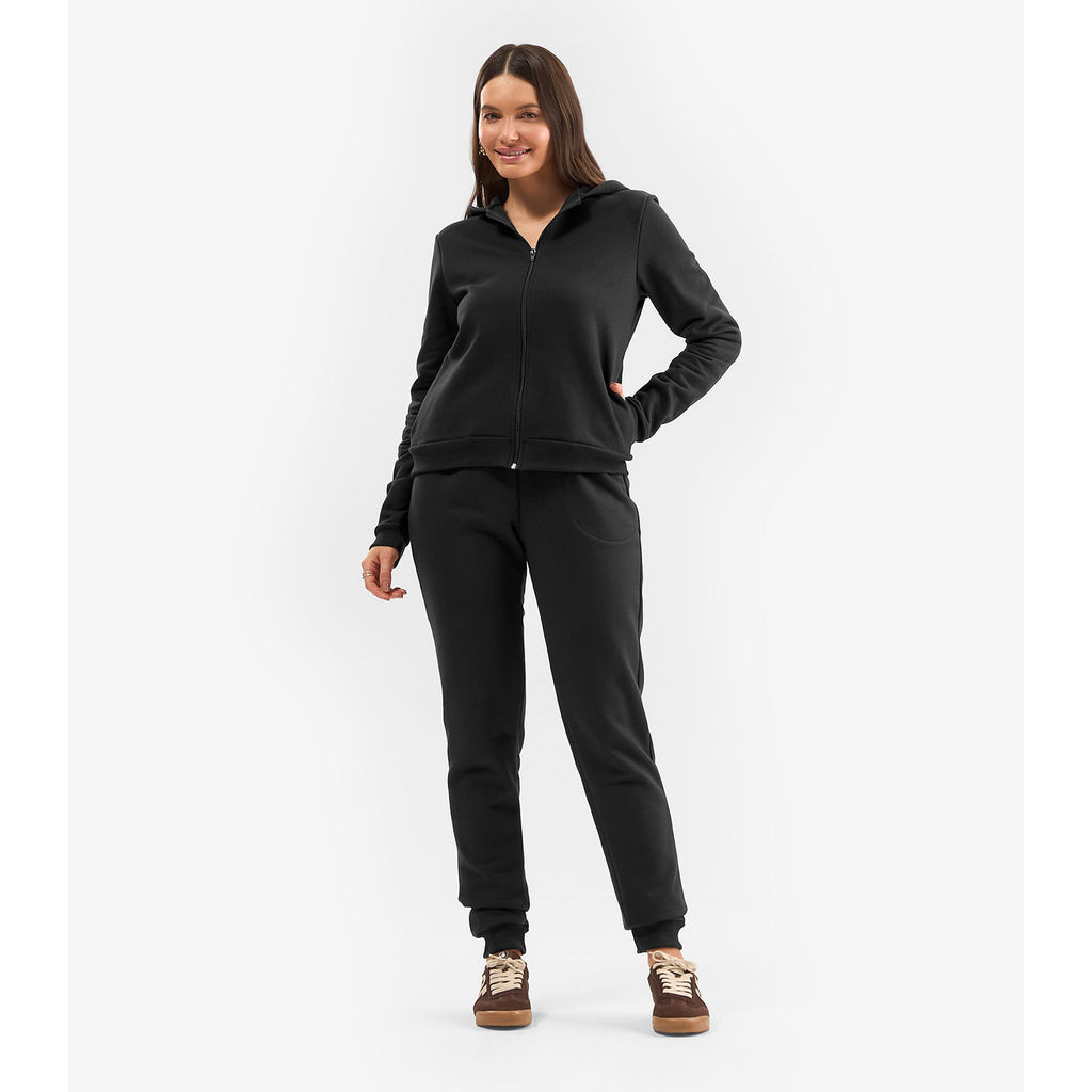 Calça Feminina Jogger Em Moletom Peluciado Rovitex Preto