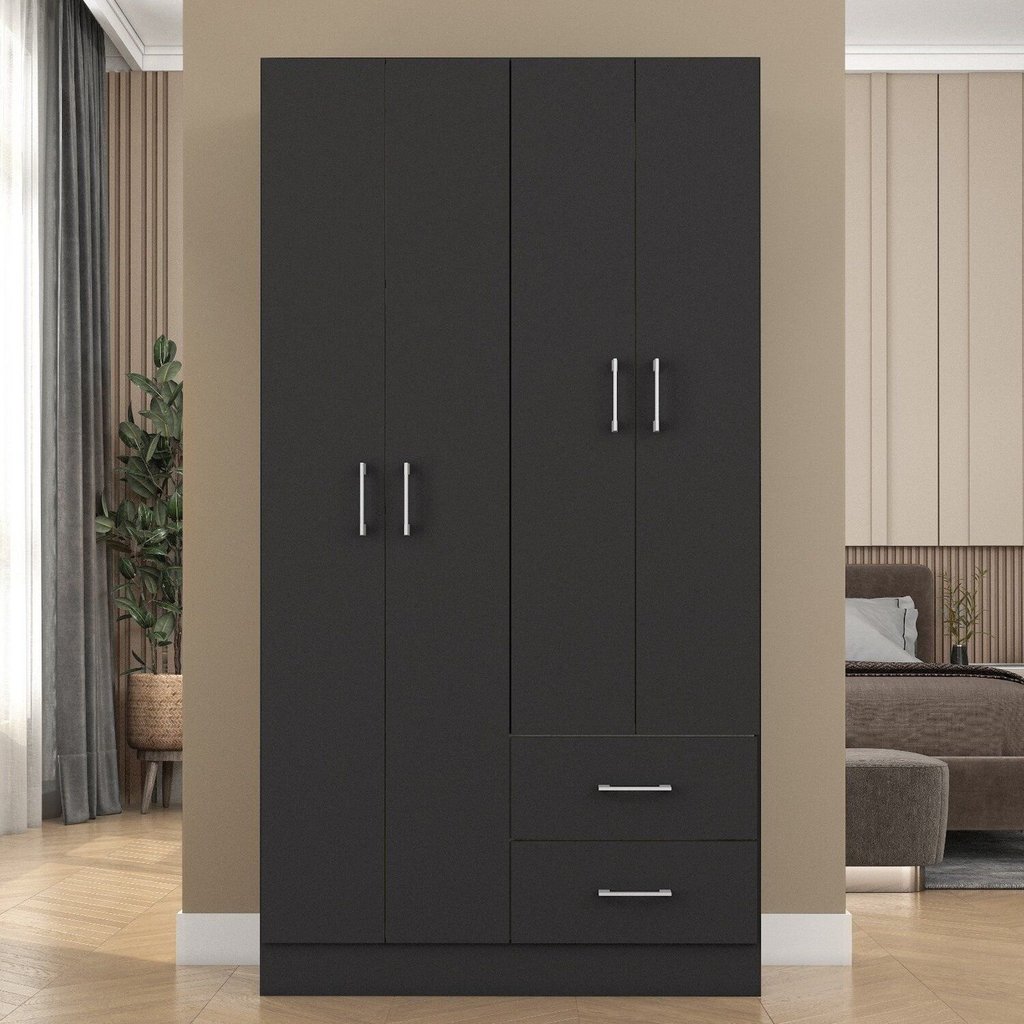 Guarda-Roupa Panamá 4 Portas 2 Gavetas Preto