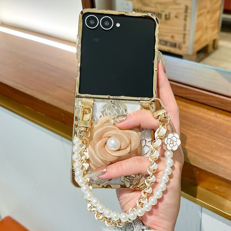 Ondas De Água Banhado A Rosa Flor Textura Embalagem Para Samsung Galaxy Z Flip 8