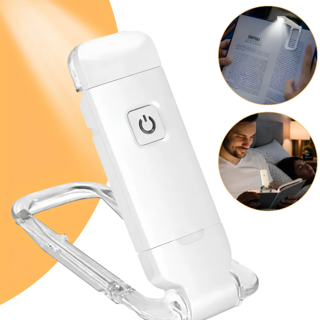 Luminária de Leitura com Clipe Recarregável USB 3 Tons de Luz Não Cansa Os Olhos para Livro Cama Estudos