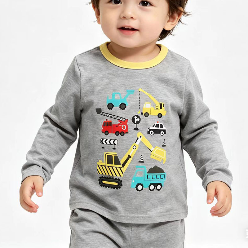 Comércio exterior roupas infantis estilo primavera pedido diário menino dos desenhos animados carro de manga comprida ca