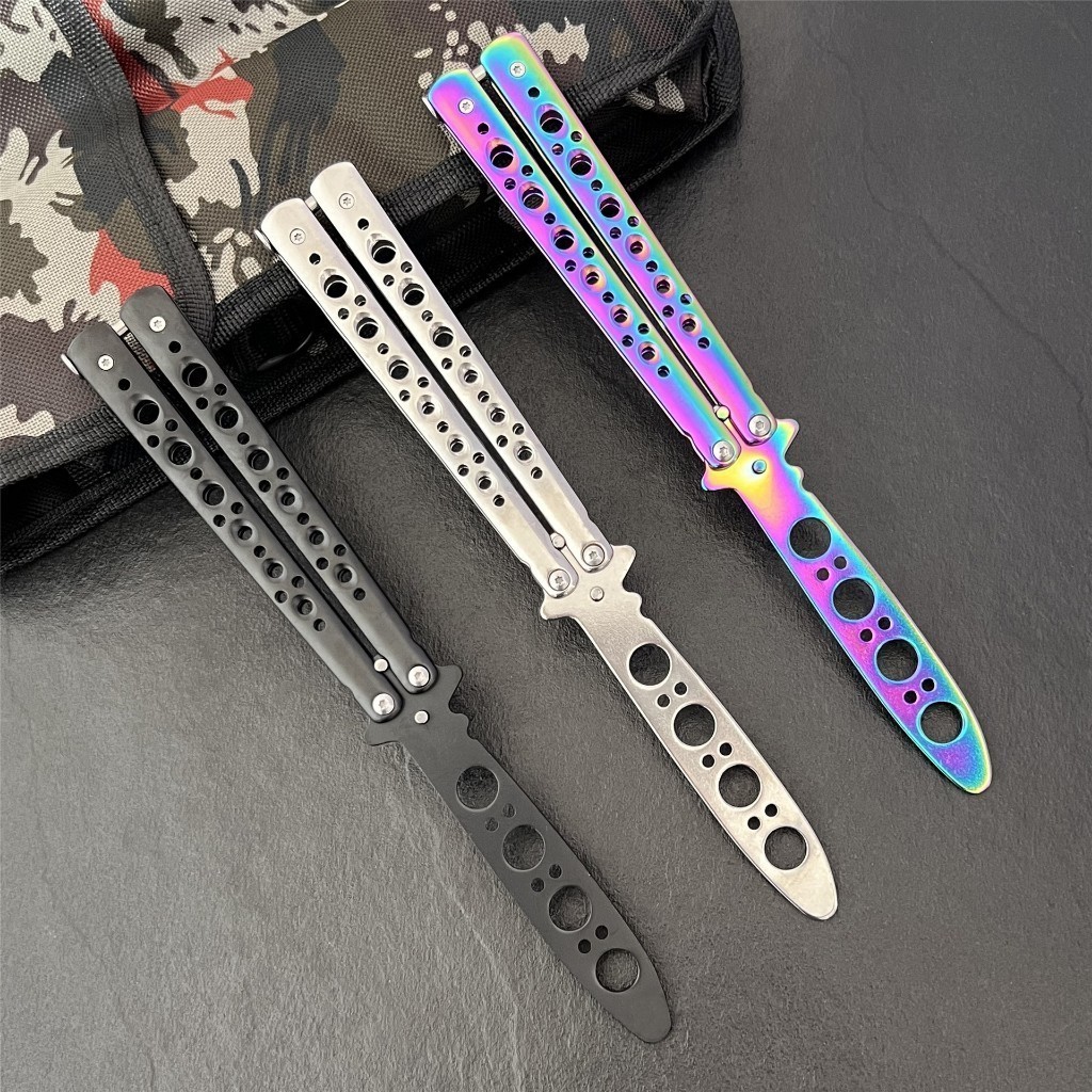 Canivete Butterfly Rainbow Fade Sem Corte Para Treino