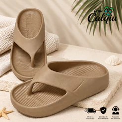 Chinelo Feminino Plataforma de Dedo Macio Antiderrapante Rasteirinha Casual Para Casa Praia