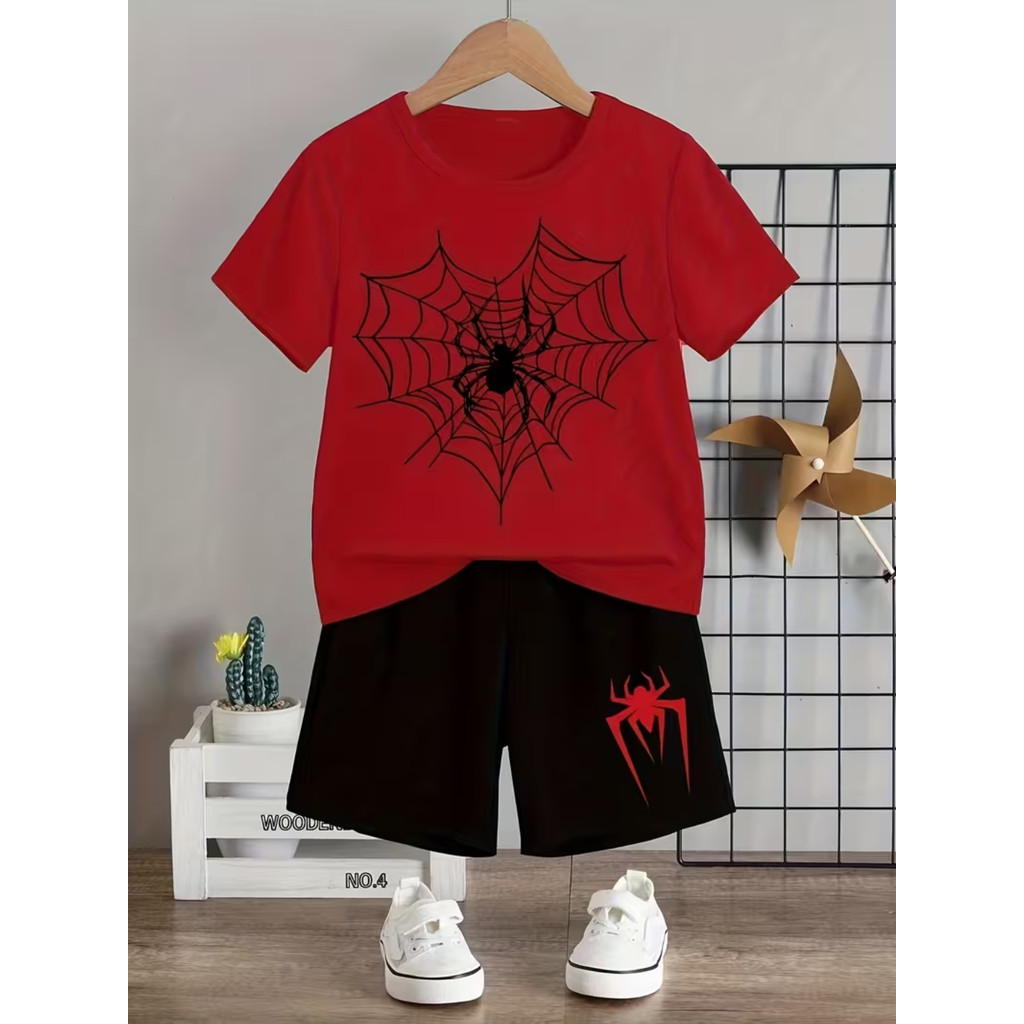 Conjunto Aranha Desenho Animado Homem Filme Infantil Juvenil Camiseta de Algodão e Bermuda Moletom Lançamento 2026