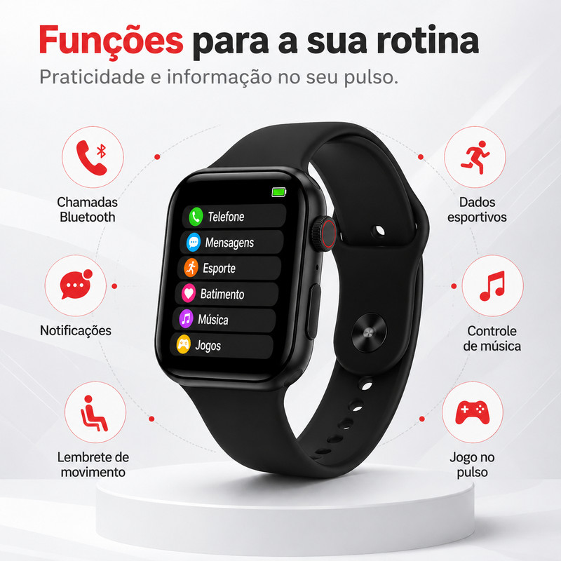 Os smartwatches Mini, Pro e Plus enviados de São Paulo apresentam um design moderno, aparência requintada e são modelos