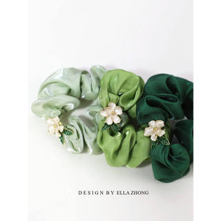 Flor laranja ~ corda de cabelo flor fresca francês Scrunchy doce Super fada cabeça verde corda elegante acessórios para 
