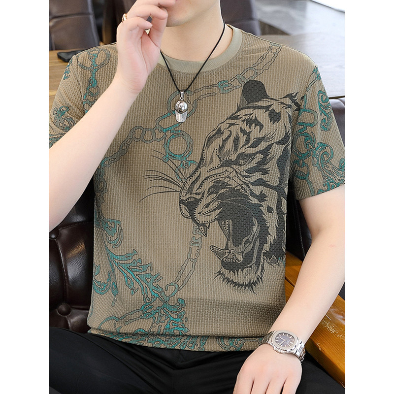 Legal sentimento de manga curta camiseta masculina verão leve na moda camiseta Casual tamanho grande luz luxo meia manga