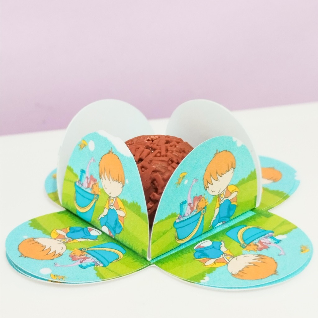 50 Forminha Harry e Balde Dinossauro 4 Pétalas no Doce Brigadeiro Festa Aniversário Personalizado