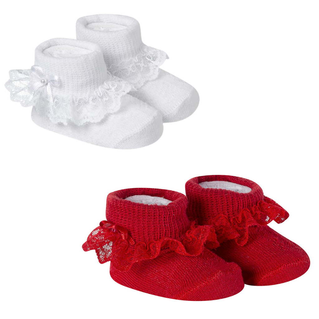 Kit 2 Pares Meia Rendada Bebê Menina Recém Nascido Festa Batizado