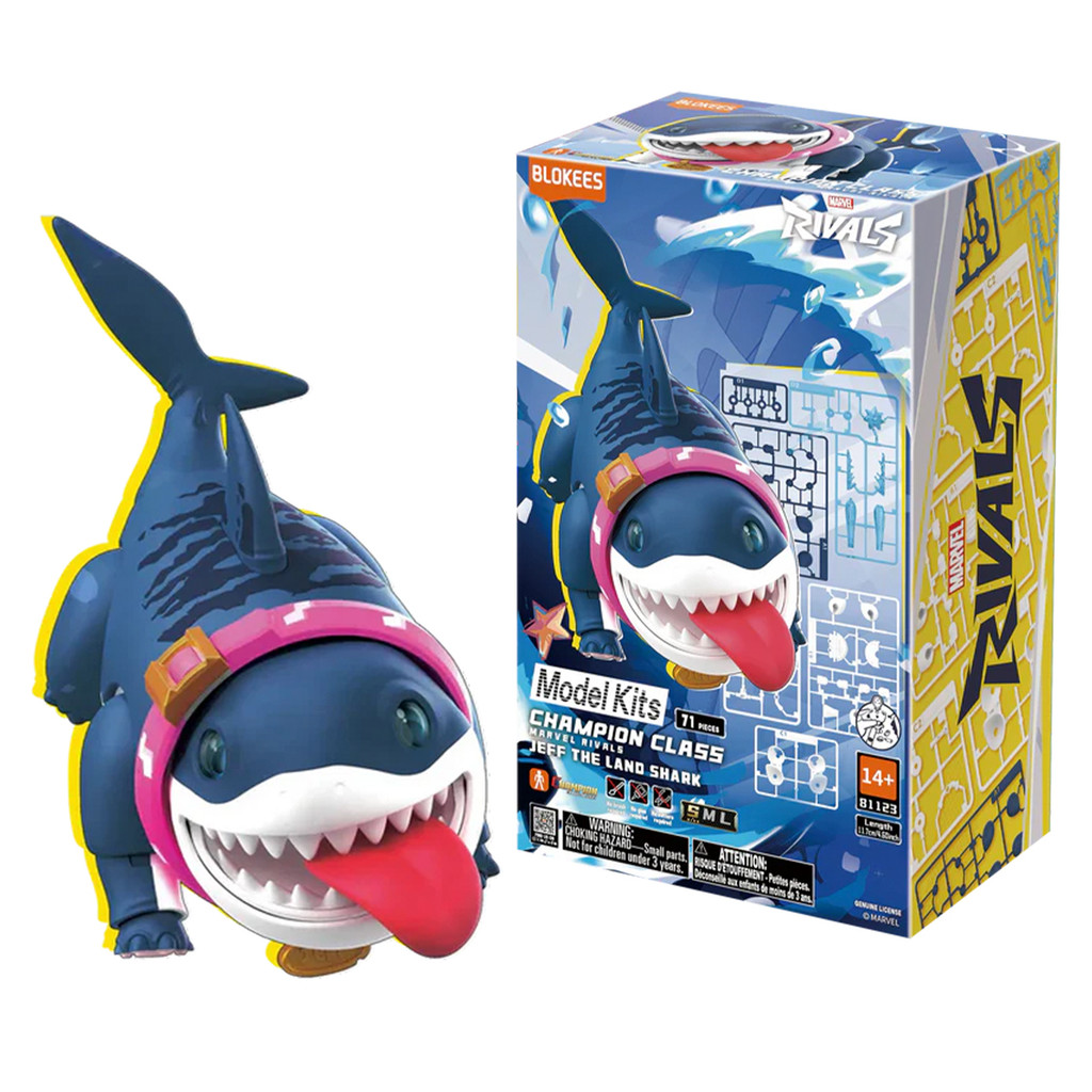 Boneco Articulado Montável Blokees Marvel Rivals Champion Class Jeff the Land Shark Model Kit