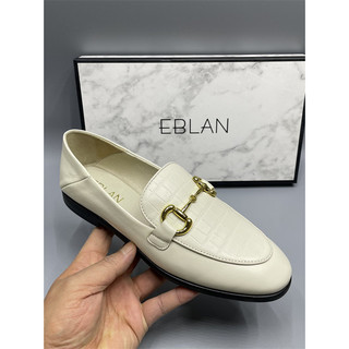 EBLAN/EBLAN Retirada Gabinete Processamento Couro Feminino Ervilhas Sapatos Elegantes Boca Média Dedo Do Pé Redondo Anti