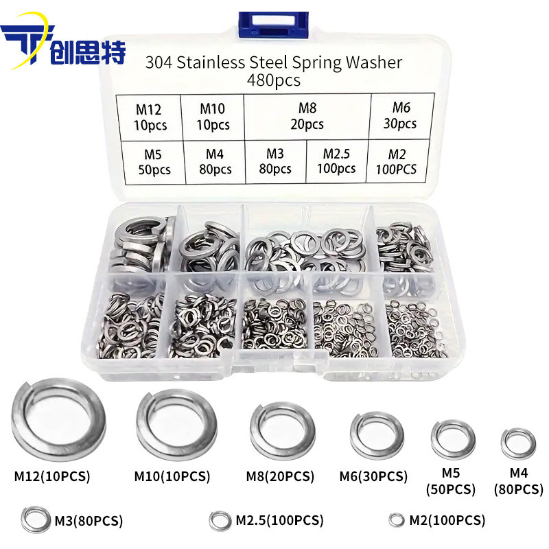 Junta de mola de aço inoxidável 304, caixa de junta de mola de aço inoxidável, combinação M2-12, anel de mola de travame