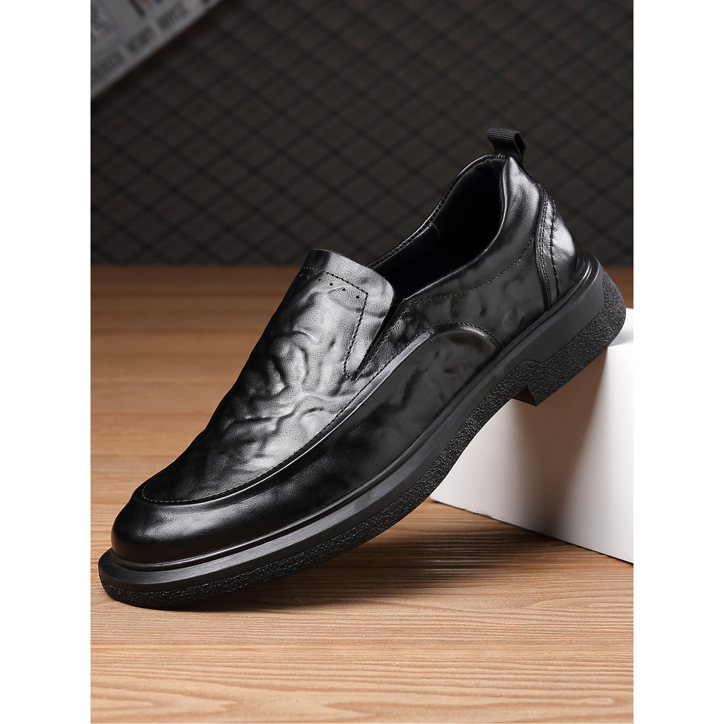 Dunno Benny Sapatos de couro casuais masculinos verão respirável padrão de embreagem de um Pedal sola macia camada super
