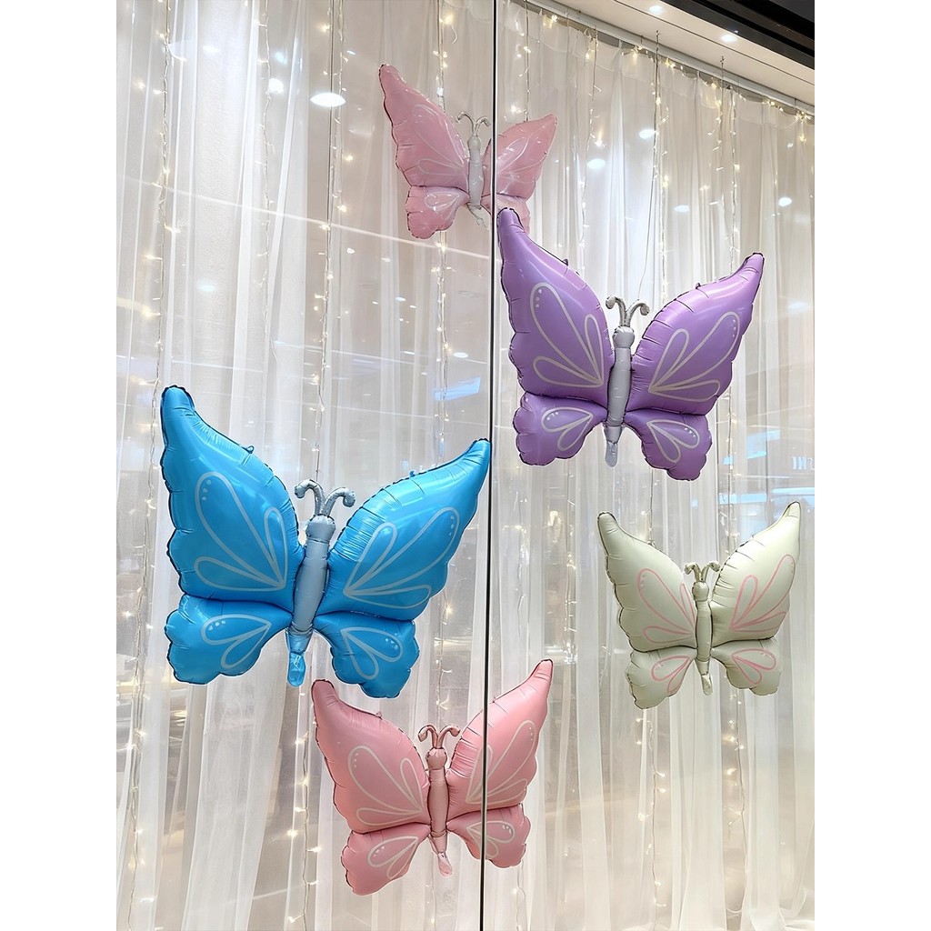 Ins estilo fosco borboleta filme de alumínio balão crianças decoração de aniversário cor óleo sinfonia arco enchimento h