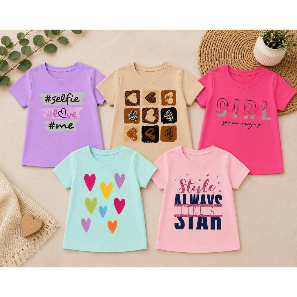 BLUSA T-SHIRT INFANTIL MENINA EM MALHA 100% ALGODÃO SORTIDA