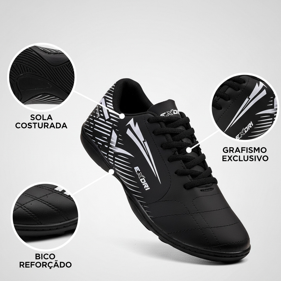 Chuteira Futsal 34 ao 43 Leve Futebol de Salão Profissional