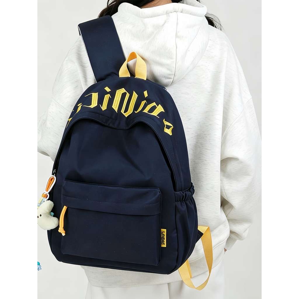 Azul mochila americana carta bordado mochila de grande capacidade adolescente masculino estudante classe Commuter All-Ma