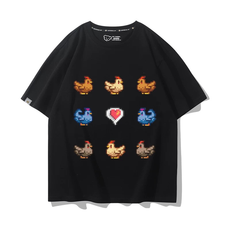 Camiseta Feminina Com Aplicação de Aves Coloridas e Coração Central Confortável Linda Estilosa Moda Feminina Casual