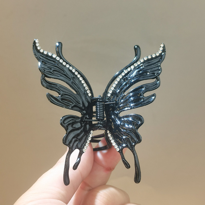 Metal líquido borboleta Grab clip feminino cabeça traseira metade grampo de cabelo 2024 novo estilo High-End tubarão cli