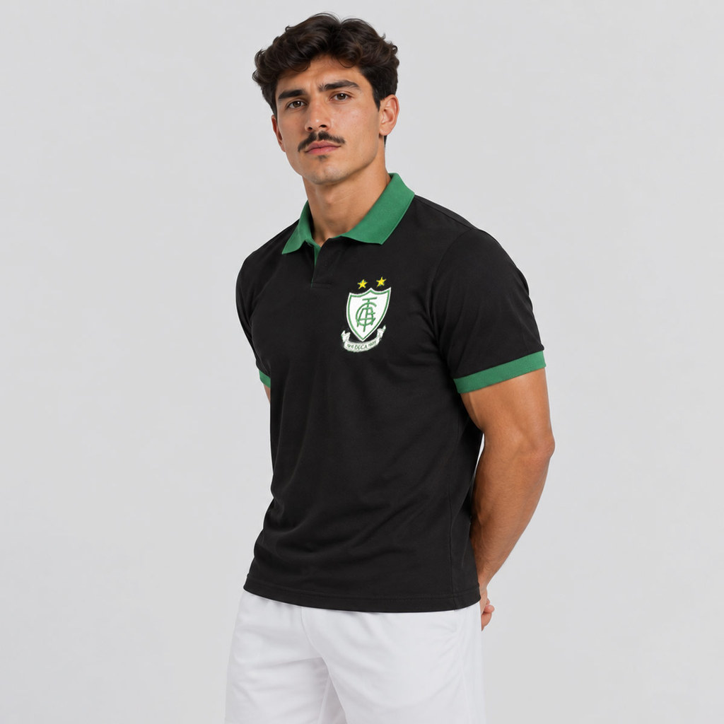 Polo América Mineiro Basic Preta — imagem 2 de 2