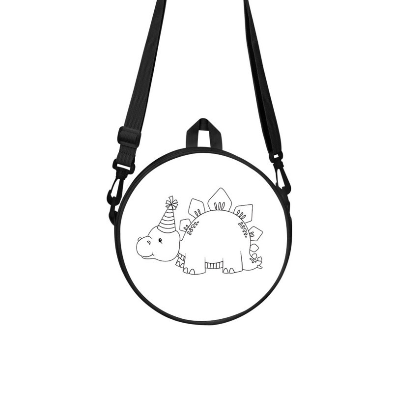 Presentes escolares saco redondo única mochila Crossbody saco dos desenhos animados dinossauro crianças Graffiti saco re