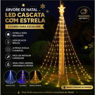 Pisca De Led Estrela Ponteira Árvore Solar Luz Cordão Decoração Natal Festa Casamento Jardim