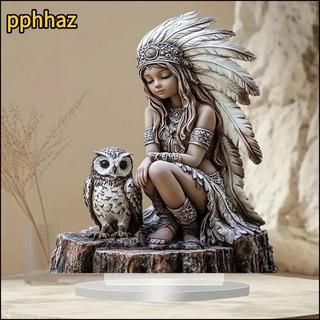 [pphhaz] Sinal De Coruja Para Menina Nativa Americana , Estante , Presente , Festa , Nativo Americano