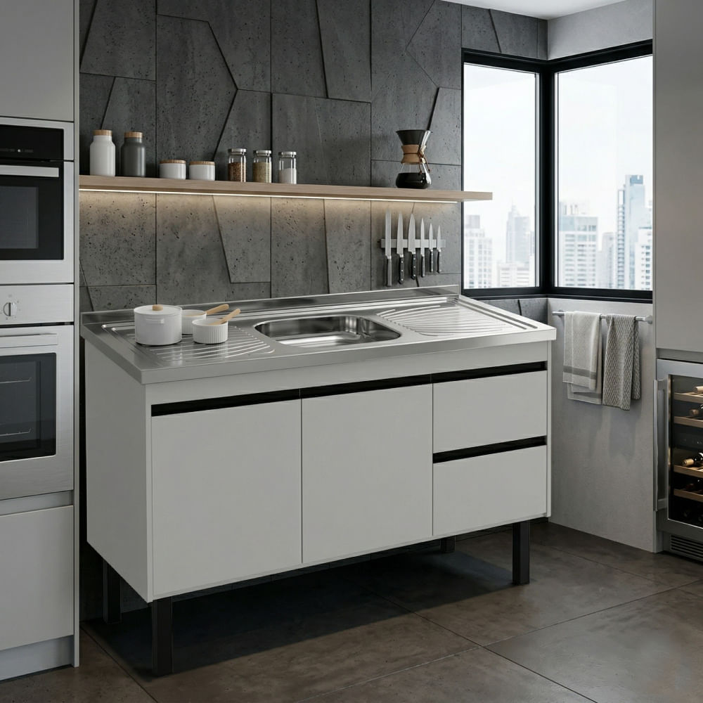 Pia em Aço Inox Monobloco com 1,50 Metro - PA.PIM.0013 - FORMINOX · foto 2