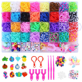 2500 peças 40 grade arco-íris mão tricô DIY colorido elástico pulseira de tricô educacional infantil