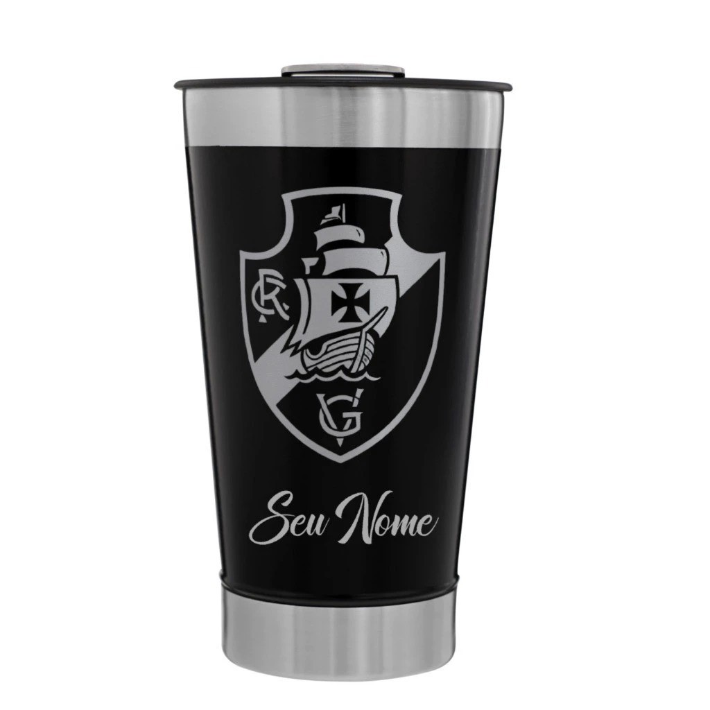 Copo 473Ml Térmico Personalizado escudo TIME VASCO + NOME A SUA ESCOLHA DA GAMA