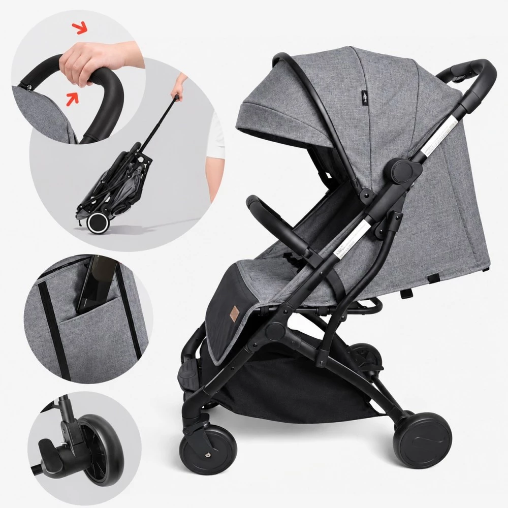 Carrinho De Bebê Portátil Para Viagem Aero Cinza Yuupi