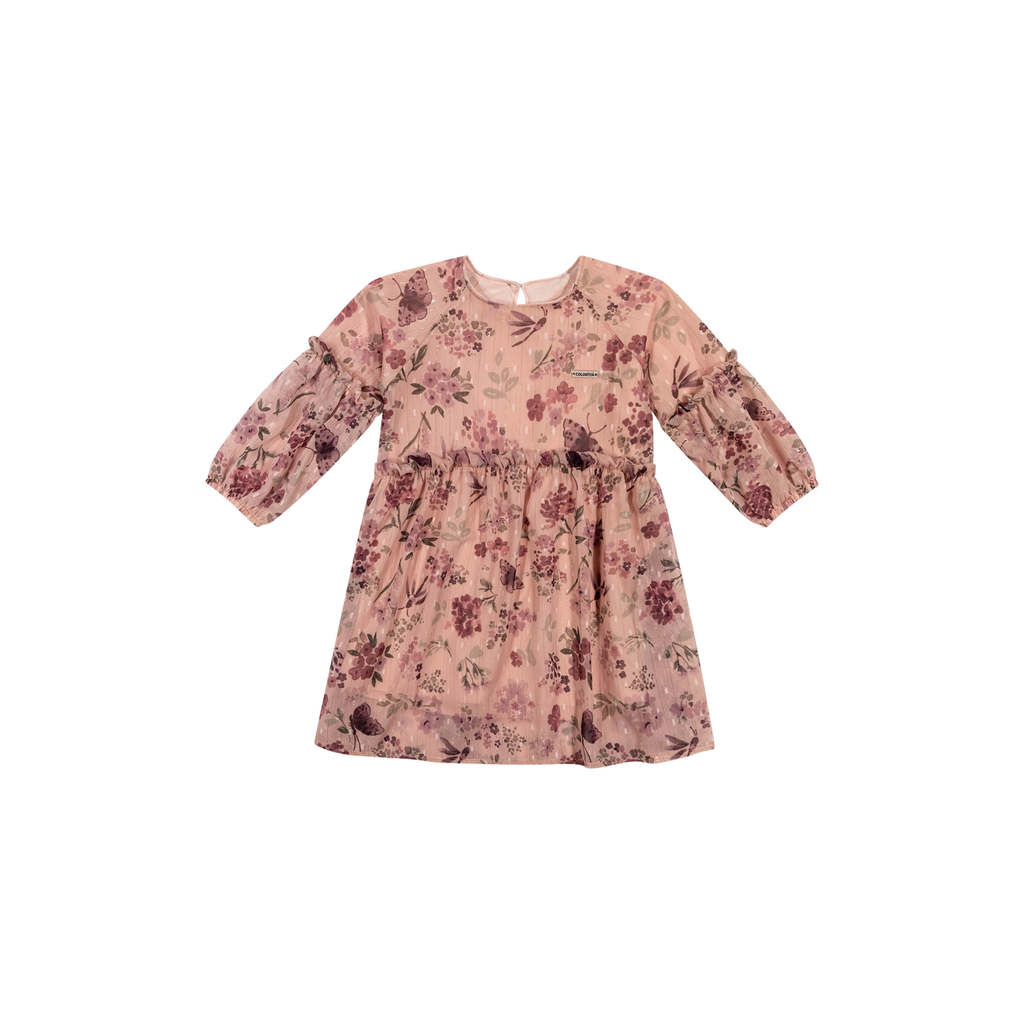 Vestido Infantil Menina Floral Chiffon Colorittá Rosa