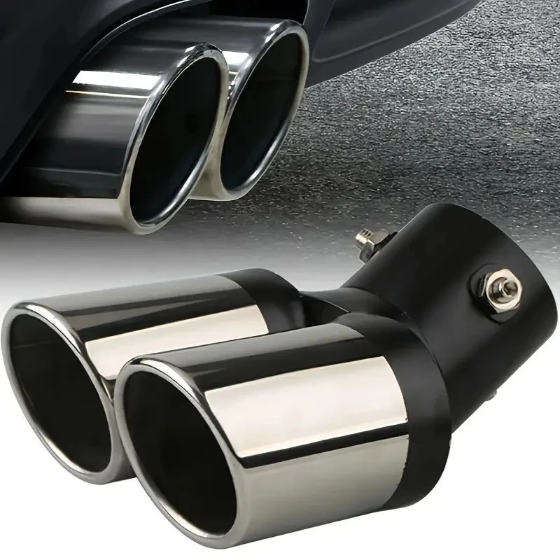 Universal Saída Dupla Ponta de Escape Aço Inoxidável Auto Silenciador do Carro