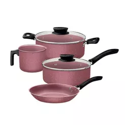 Jogo De Panelas Tramontina Linz Alumínio Rosa 4 Peças